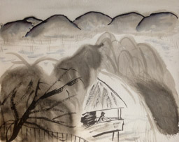 Jour 10 : Montagne vide, ne percevoir personne,</BR>
Seuls au loin, résonnent des échos de voix,</BR>
Les rayons du couchant dans la forêt profonde :</BR>
Dernier éclat de la mousse, vert ! (Wang Wei)