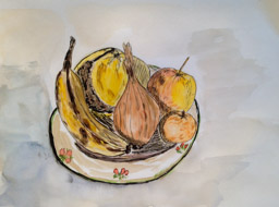 Jour 13 : J’épluche une poire-</BR>
Du tranchant de la lame,</BR>
Le goutte à goutte sucré. (Masaoka Shiki)