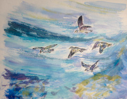 Jour 50 : Soudain plus un bruit ~</BR>
vol prodigieux des oiseaux</BR>
au chant de la brise. (Coralie Brunot)