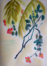 Jour 33 : Ecrin de feuilles alanguies ~</BR>
les fleurs en papillons rieurs</BR>
rêvassent et s’étirent. (Coralie Brunot)